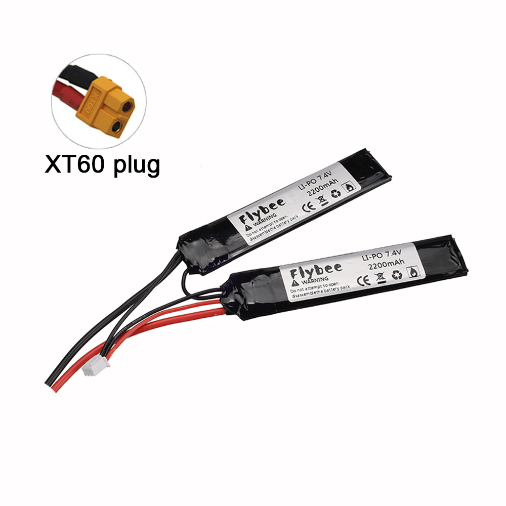 7.4v 2200mAh Lipo Battery Split Connection for Water Gun 2S 7.4V battery for Airsoft BB Air Pistol Electric Toys Guns Parts 1pcs