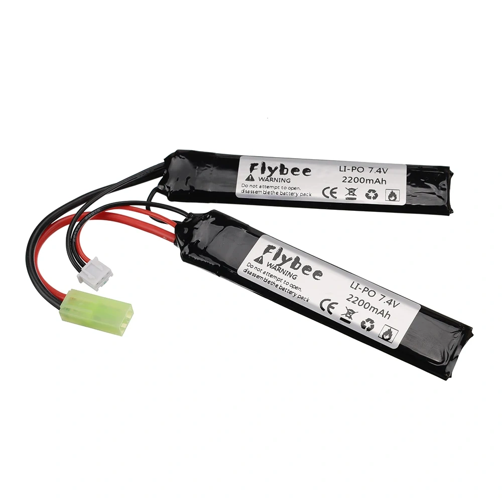 2pcs 7.4v 2200mAh Lipo Battery for Water Gun 7.4V 40C Battery Split Connection for Airsoft BB Air Pistol Electric Toys Guns Part