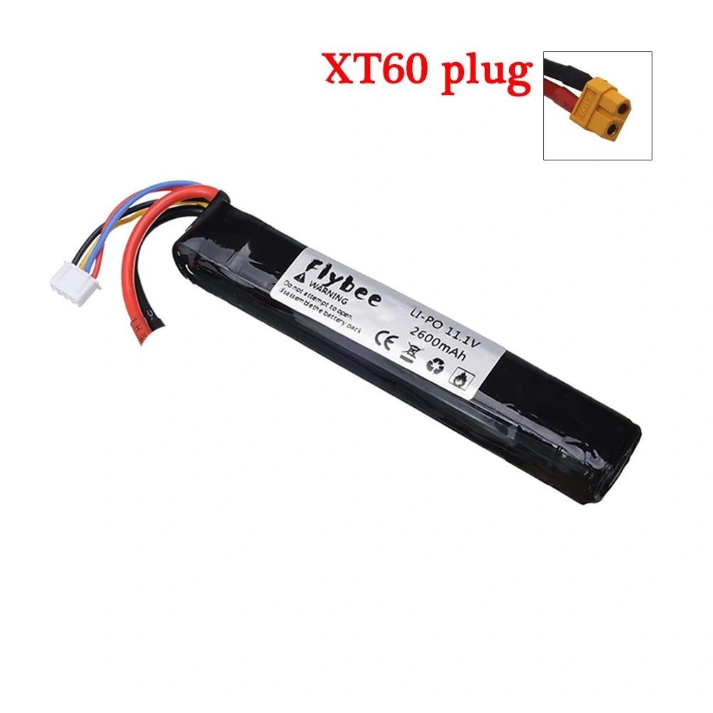 3S 11.1V 2600mAh LiPo battery For Water Gun Airsoft BB Air Pistol Electric Toys Guns Parts 11.1V Battery + USB Charger #125mm