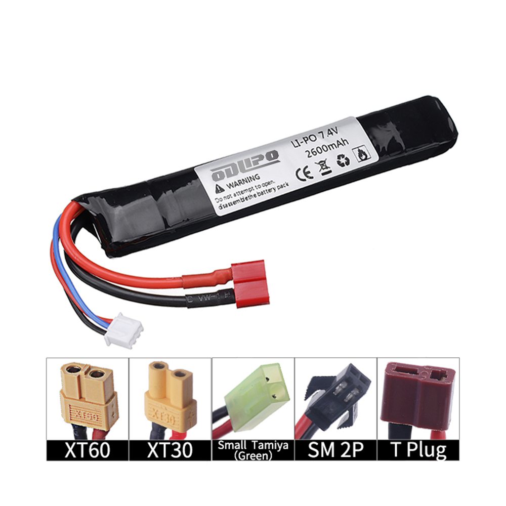 7.4v 2600mAh Lipo Battery for Water Gun 2S 7.4V Rechargable battery for Mini Airsoft BB Air Pistol Electric Toys Guns Parts
