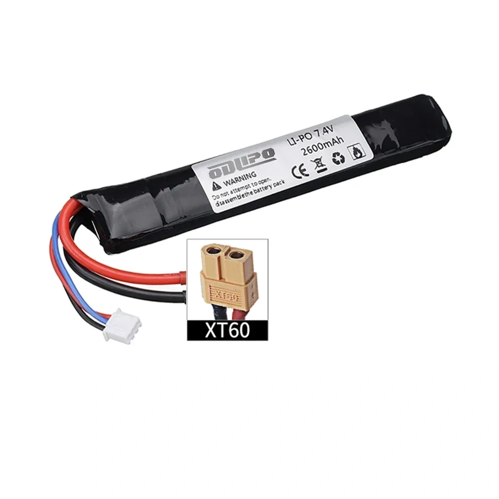 7.4v 2600mAh Lipo Battery for Water Gun 2S 7.4V Rechargable battery for Mini Airsoft BB Air Pistol Electric Toys Guns Parts
