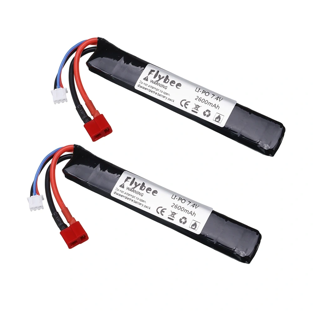 7.4V 2600mAh Water Gun Lipo Battery T plug For 2s 7.4V Battery for Mini Airsoft BB Air Pistol Electric Toys Guns Parts #125mm