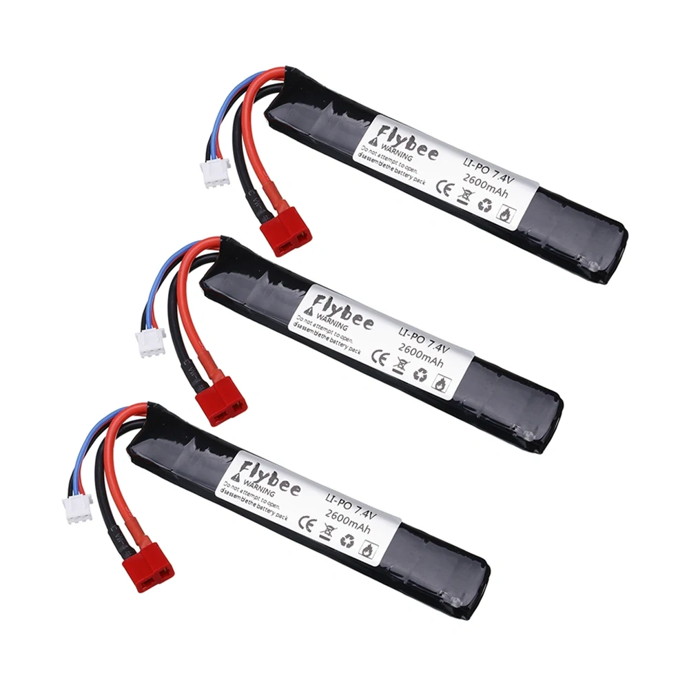 7.4V 2600mAh Water Gun Lipo Battery T plug For 2s 7.4V Battery for Mini Airsoft BB Air Pistol Electric Toys Guns Parts #125mm