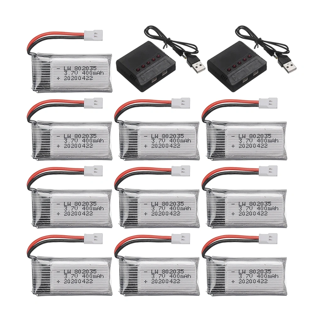 3.7V 400mAh Lipo Battery For X4 H107 H31 KY101 E33C E33 U816A V252 H6C RC Drone Spare Parts 3.7V 1S Battery with XH2.54 Charger