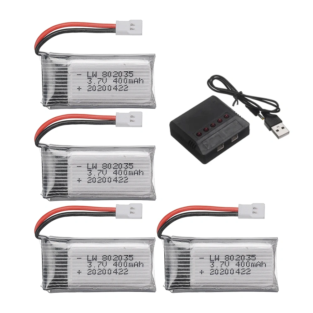 3.7V 400mAh Lipo Battery For X4 H107 H31 KY101 E33C E33 U816A V252 H6C RC Drone Spare Parts 3.7V 1S Battery with XH2.54 Charger