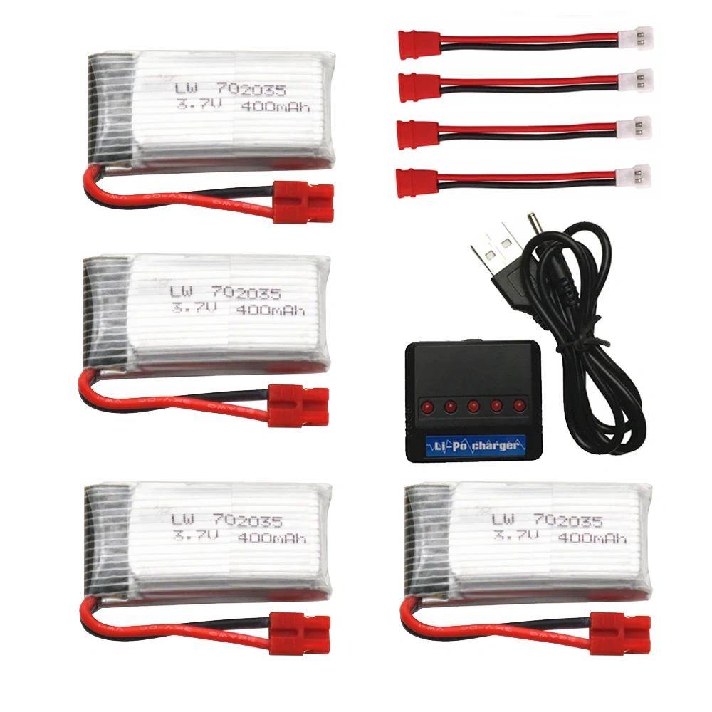 3.7V 400mah Lipo Battery + Charger for SYMA X4 X15 X5A-1 X15C X15W H31 H107 KY101 E33C E33 U816A V252 RC Drone Helicopter Parts
