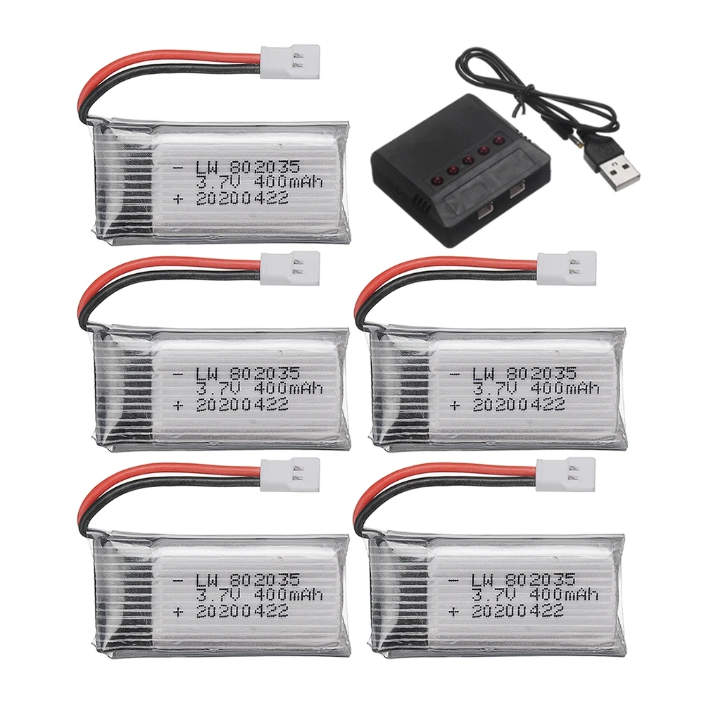 3.7V 400mAh Lipo Battery For X4 H107 H31 KY101 E33C E33 U816A V252 H6C RC Drone Spare Parts 3.7V 1S Battery with XH2.54 Charger