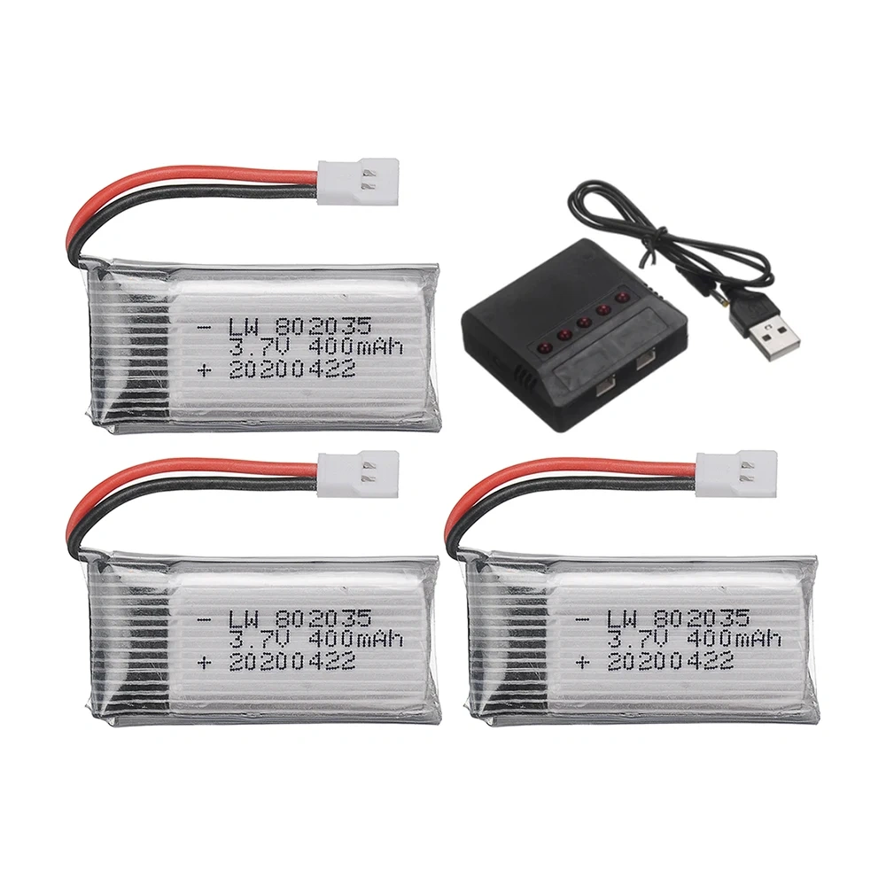 3.7V 400mAh Lipo Battery For X4 H107 H31 KY101 E33C E33 U816A V252 H6C RC Drone Spare Parts 3.7V 1S Battery with XH2.54 Charger