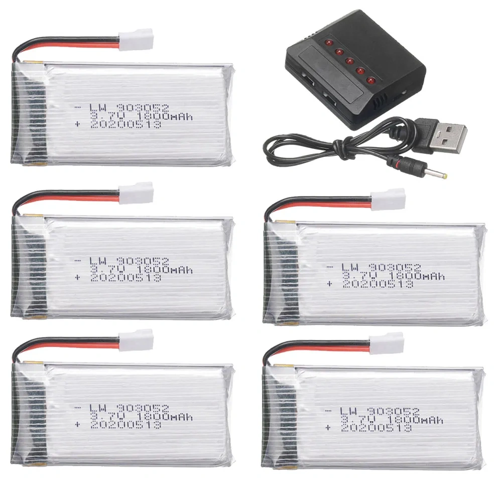 5IN1 Charger 903052 3.7V 1800mAh Lithium Polymer Batteries for KY601S SYMA X5SW X5 M18 H5P RC Drone Spare Parts