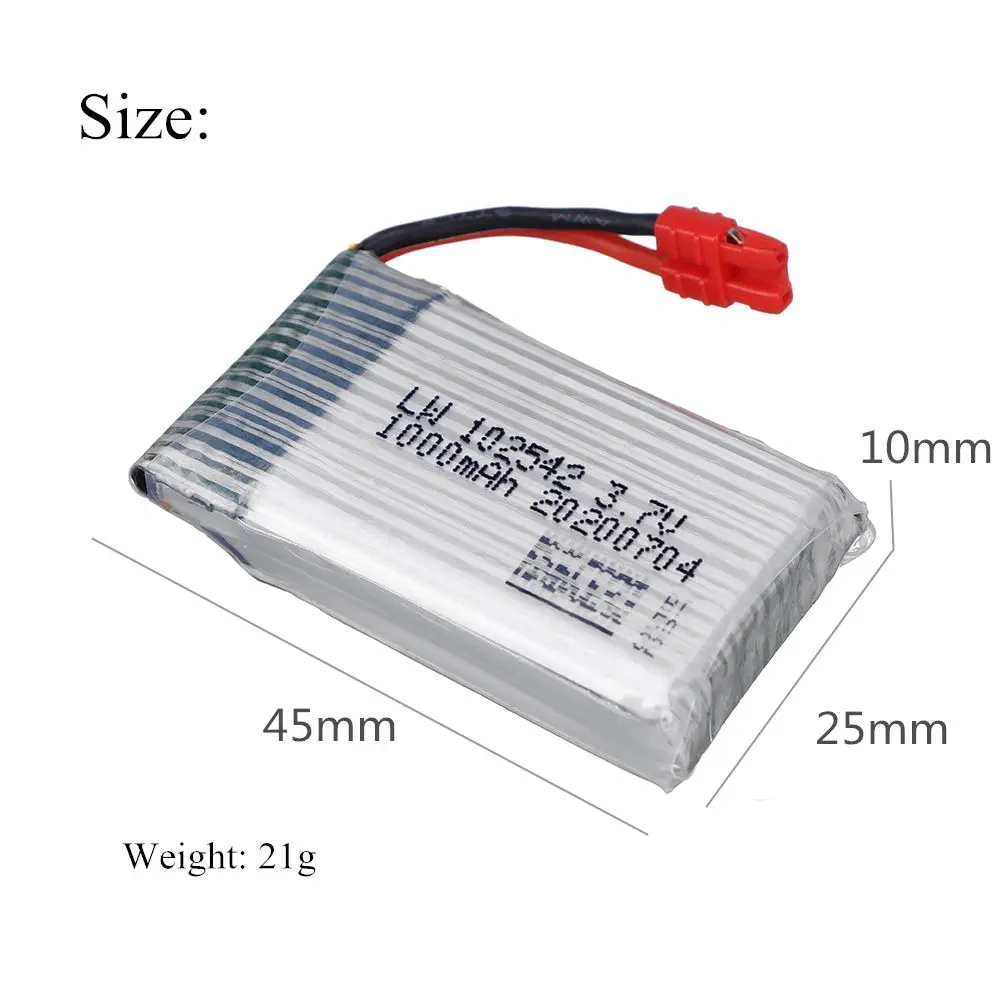 3.7V 1000mAh 102542 Lipo Battery  for Syma X5HC X5HW X5UW X5UC RC Quadcopter Battery with Charger  Drone Spare Part