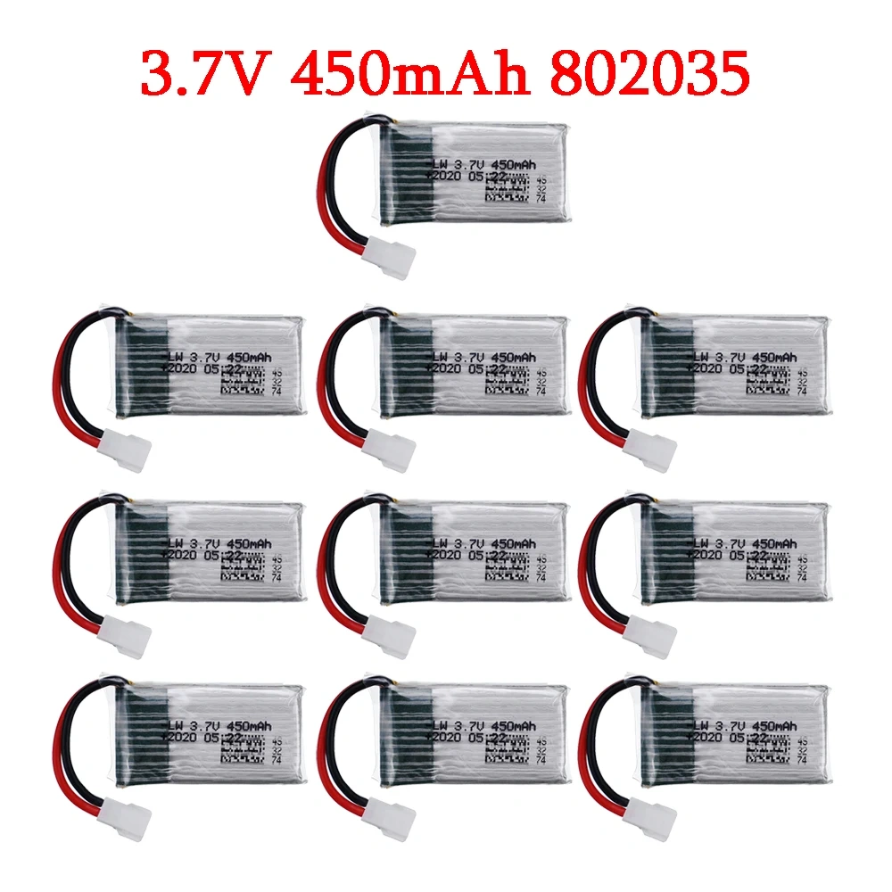 1-10PCS 3.7V 450mah Rechargeable Battery for H31 X4 H107 H6C KY101 E33C E33 U816A V252 RC Drone Spare Parts 3.7v Lipo battery