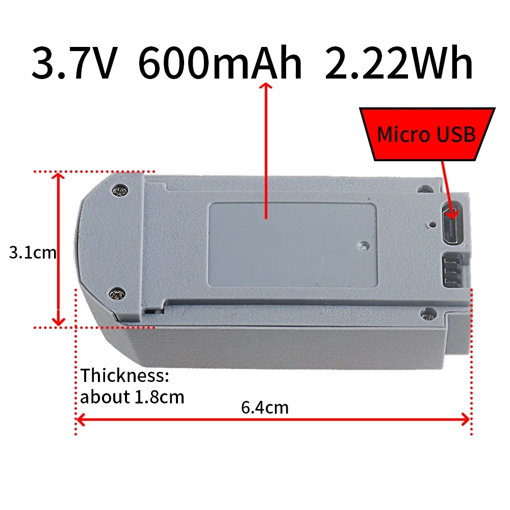 3.7V 600mah RC Drone Battery For V2 Mini Drone Remote Control Quadcopter Helicopter Spare Batteries Accessories