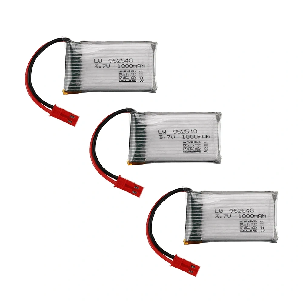 (JST Plug) 2026 New 3.7V 1000mAh Lipo Battery /Charger for X400 X500 X800 HD1315 HJ818 HJ819 X25 RC Quadcopter Drone Spare Parts