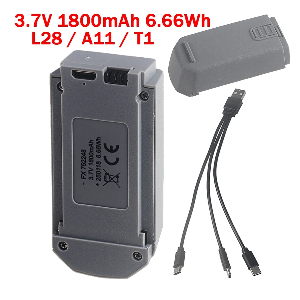 3.7V 1800mAh Lipo Battery For L28 A11 T1 mini Drone 752248 Remote Control Drones RC Quadcopter 3.7V Replacement Batteries