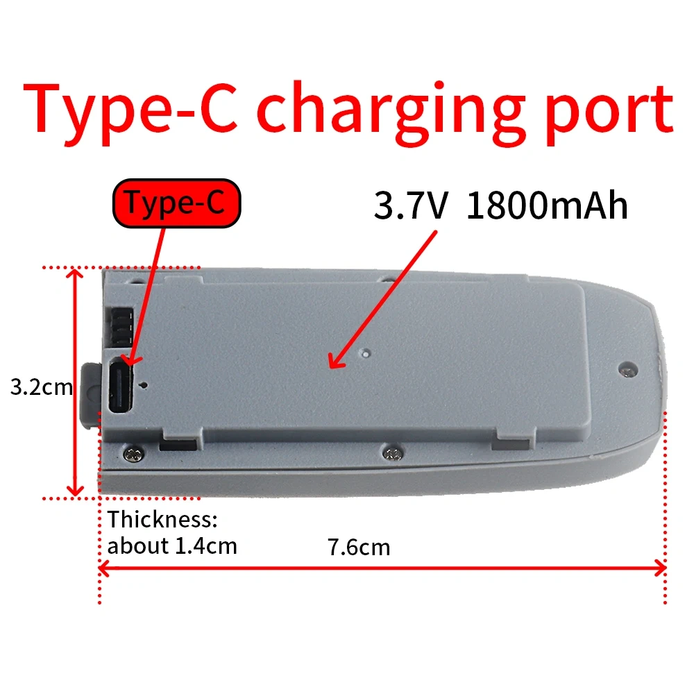 Drone Battery 3.7V 1800mAh Lipo Battery for T21P CS800 PRO RC Drone Quadcopter FX752248 Replacement Batteries Accessory