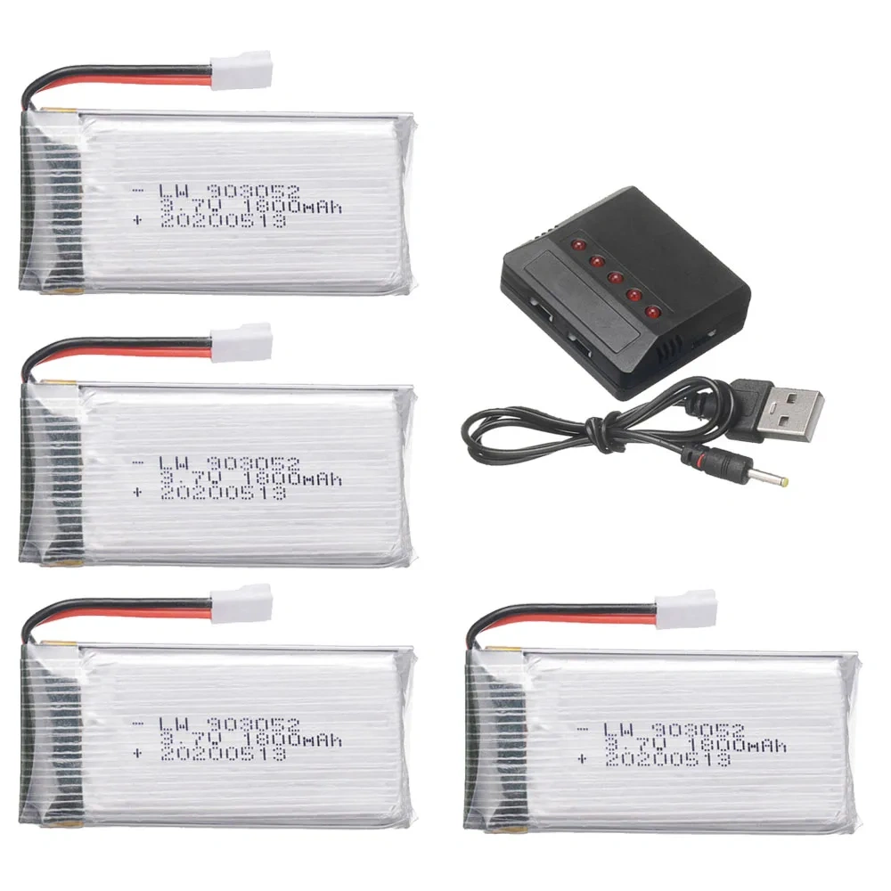 5IN1 Charger 903052 3.7V 1800mAh Lithium Polymer Batteries for KY601S SYMA X5SW X5 M18 H5P RC Drone Spare Parts