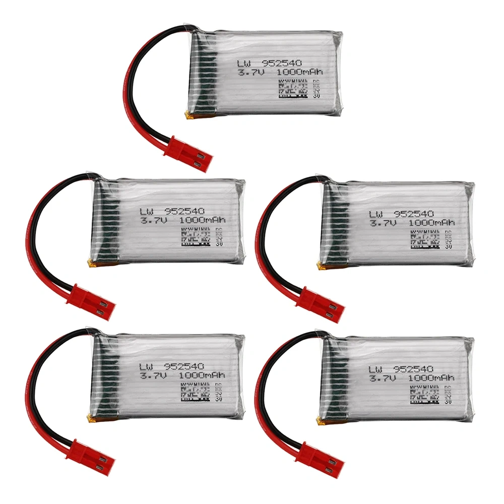 (JST Plug) 2026 New 3.7V 1000mAh Lipo Battery /Charger for X400 X500 X800 HD1315 HJ818 HJ819 X25 RC Quadcopter Drone Spare Parts