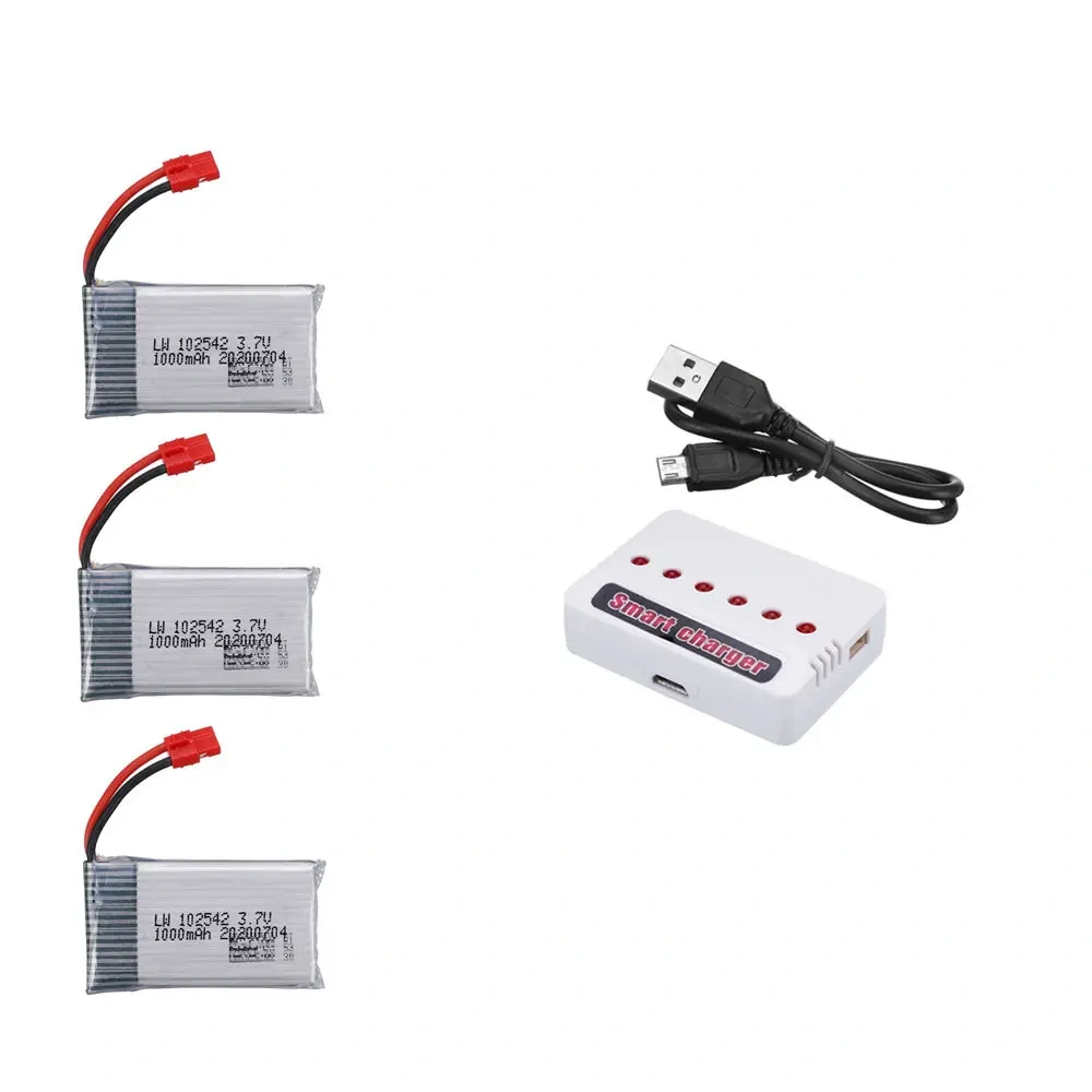 3.7V 1000mAh 102542 Lipo Battery  for Syma X5HC X5HW X5UW X5UC RC Quadcopter Battery with Charger  Drone Spare Part