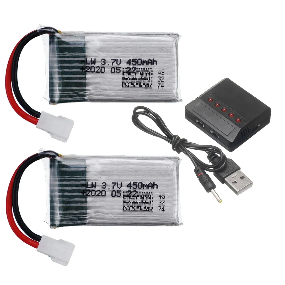 3.7V 450mah Battery with 5in1 charger for H31 X4 H107 H6C KY101 E33C E33 U816A V252 RC Drone Helicopter Parts 3.7v lipo battery