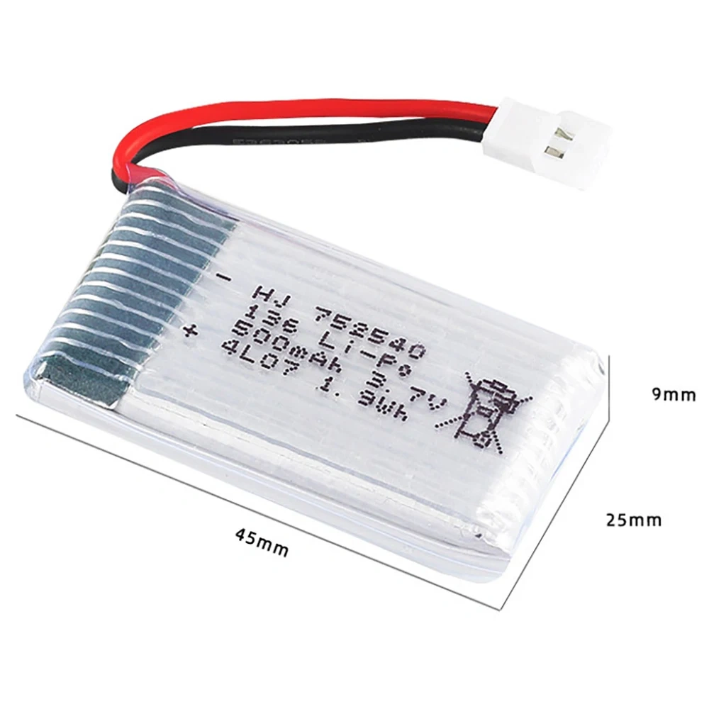 3.7V 500mAh 752540 Lipo Battery Charger For Syma X5C X5SW M68 Cheerson CX-30 H5C Drone Spare Parts 3.7V Rechargeable Battery