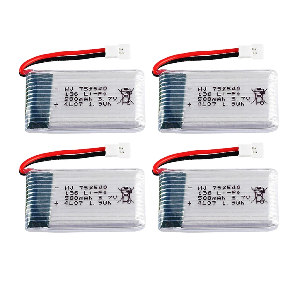 3.7V 500mAh 752540 Lipo Battery Charger For Syma X5C X5SW M68 Cheerson CX-30 H5C Drone Spare Parts 3.7V Rechargeable Battery