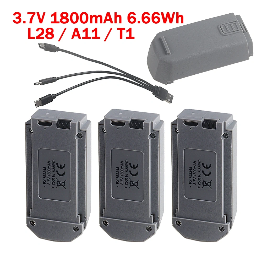 3.7V 1800mAh Lipo Battery For L28 A11 T1 mini Drone 752248 Remote Control Drones RC Quadcopter 3.7V Replacement Batteries