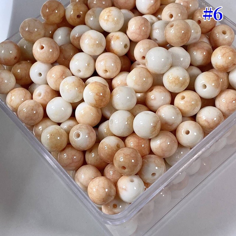 A61   高品質水染磁器珠瑠ガラスビーズ＆メタル （10mm*10mm）
