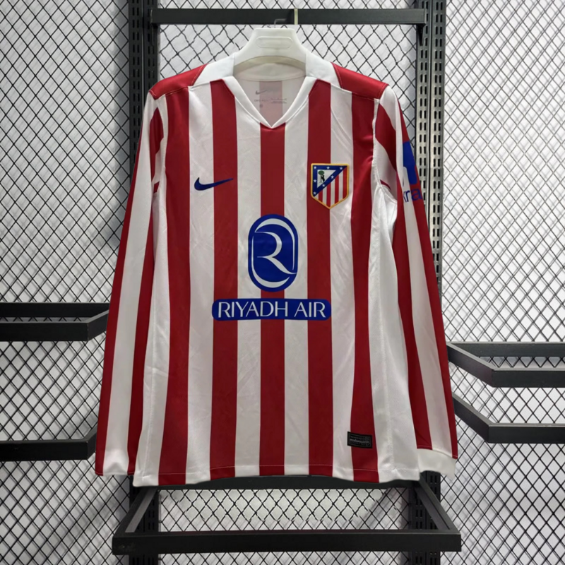 2025-26 Atletico Madrid Home Long Sleeves Jersey