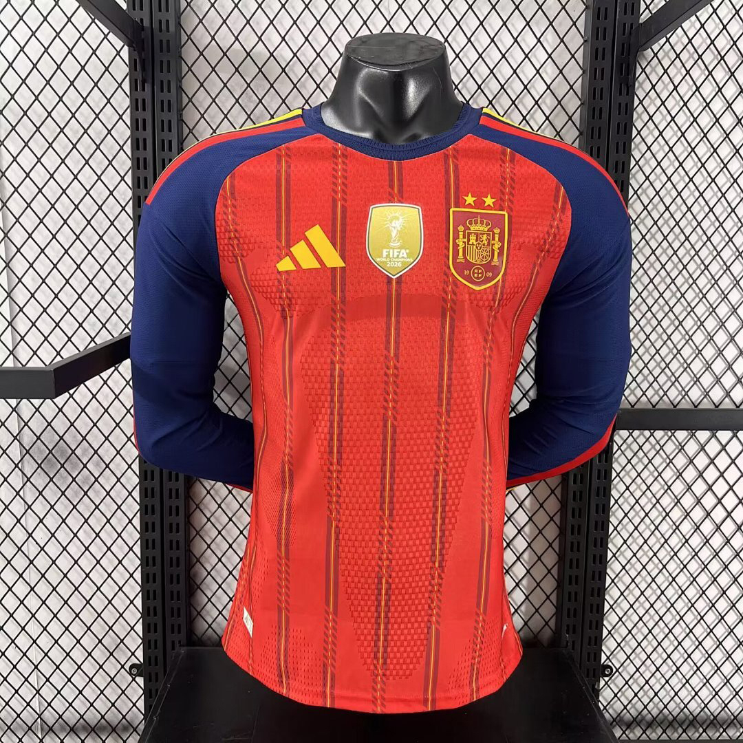 Player 2026 Spain Home champion long sleeve Football jersey
