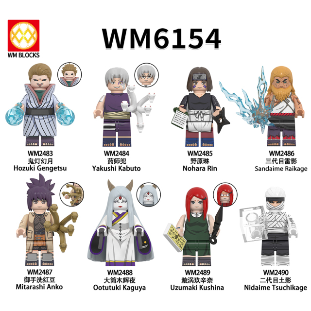 WM6154 lego Anime Naruto Yakushi kabuto Hozuki gengetsu Tenten mini figures juguetes mini toys building blocks sets Toys for kids