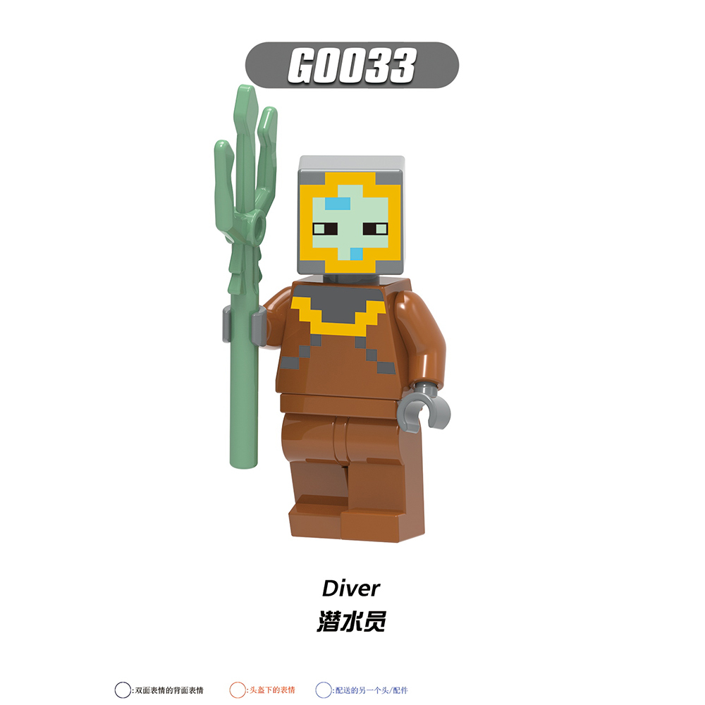 G0105 Game My World Diver Zombie Villager Hunter Figures Puzzle Creation DIY Gift Plastic Mini Building Block Sets Educational Anime Kids Toys