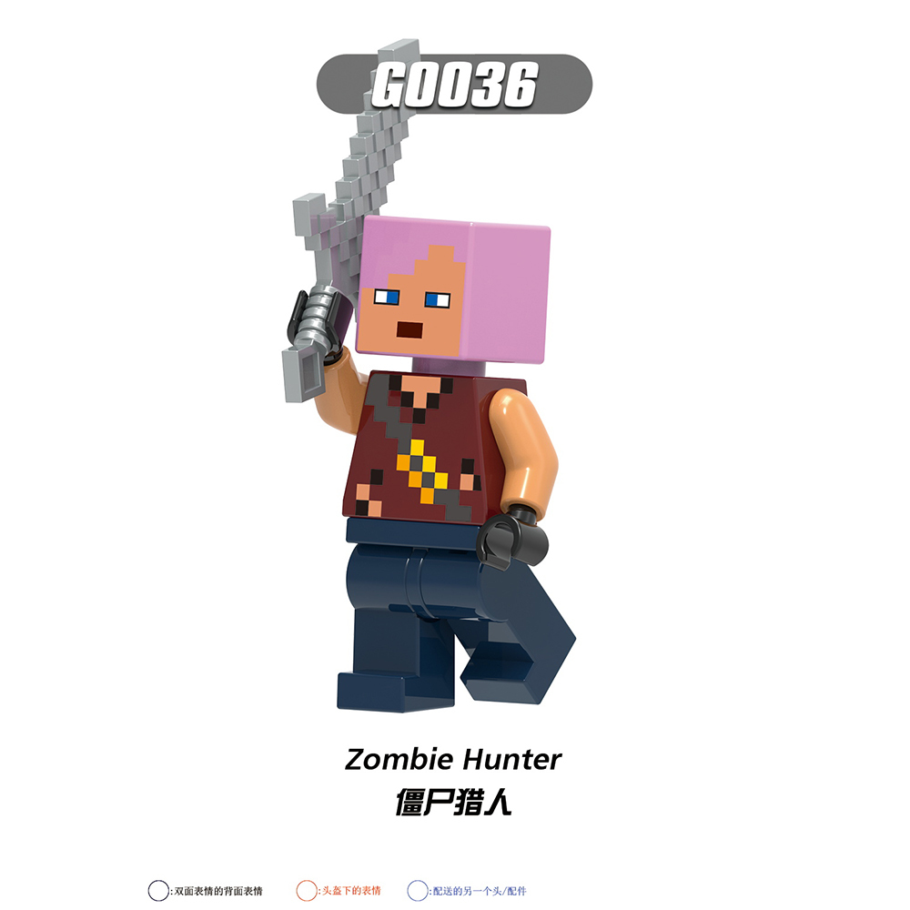 G0105 Game My World Diver Zombie Villager Hunter Figures Puzzle Creation DIY Gift Plastic Mini Building Block Sets Educational Anime Kids Toys