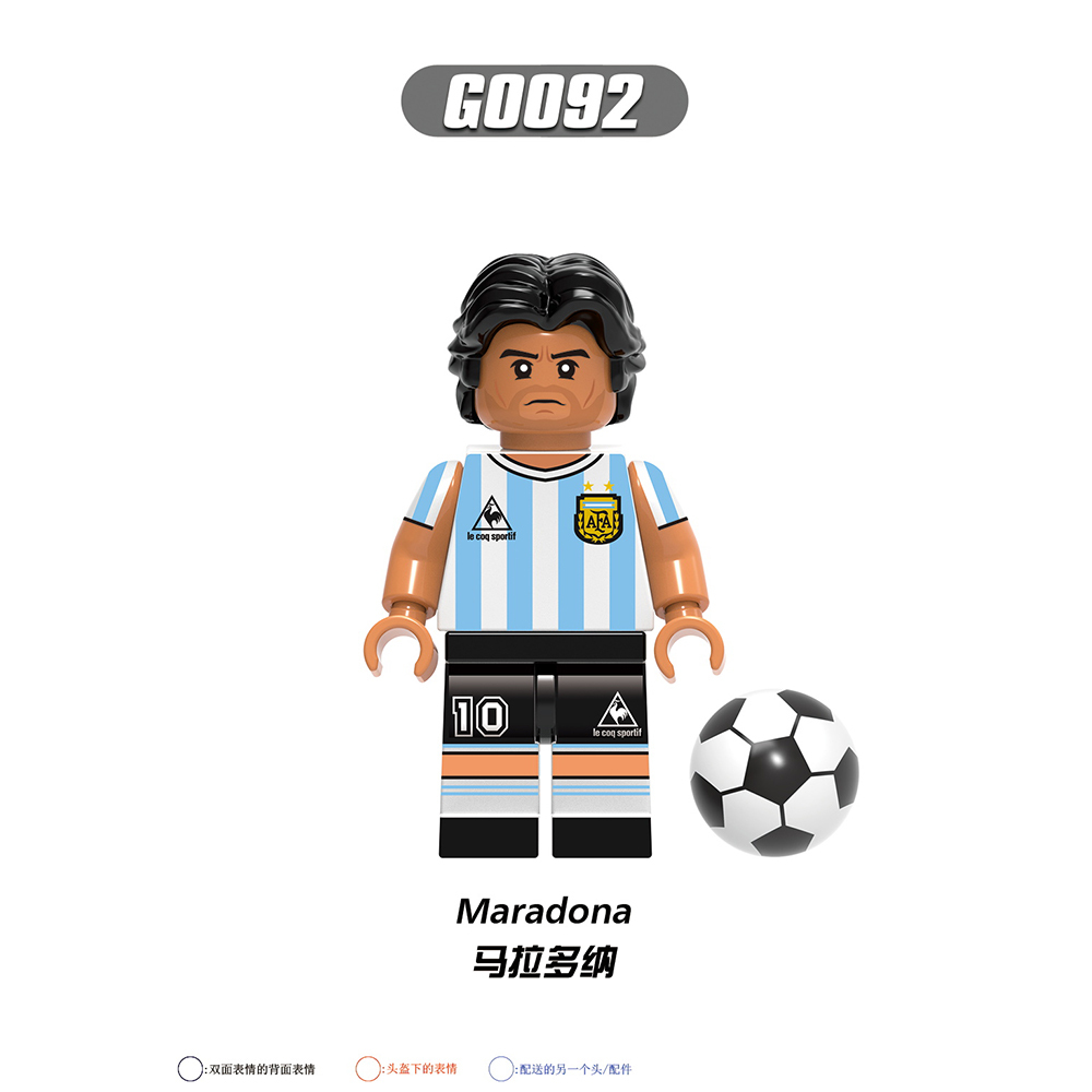 G0112 Soccer Football Star Player Messi Mbappé Ronaldo Maradona Muller Gift Building Blocks Sets Educational Kids Toys