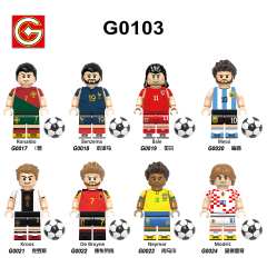 G0103 Soccer Football Player Mini Toys Benzema Ronaldo Neymar Gift Building Blocks Sets  Educational Toys For Kids