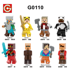 G0110 Game My World Explorer Ocelot  Farmer Panda Figures Puzzle Creation DIY Gift Plastic Mini Building Block Sets Educational Kids Toys