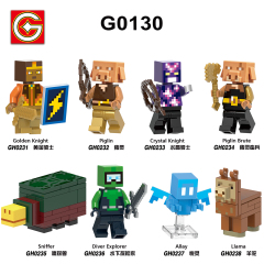 G0130 My World Golden Knight Piglin Crystal Brute Sniffer Diver Explorer Allay Llama Plastic Education Building Blocks Kids Toys