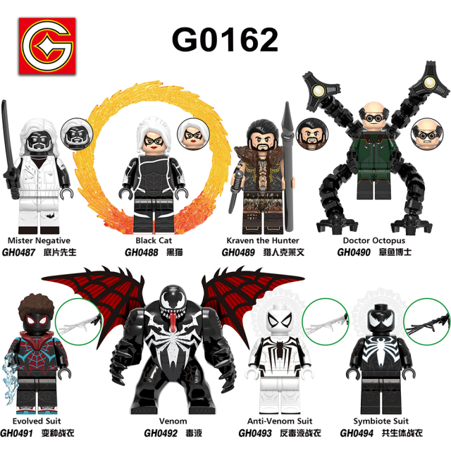G0162  Marvel Comics Superhero Movie Venom Mister Negative Black Cat Kraven the Hunter Mini Toys Juguetes Gift Building Blocks Sets Toys For Kids