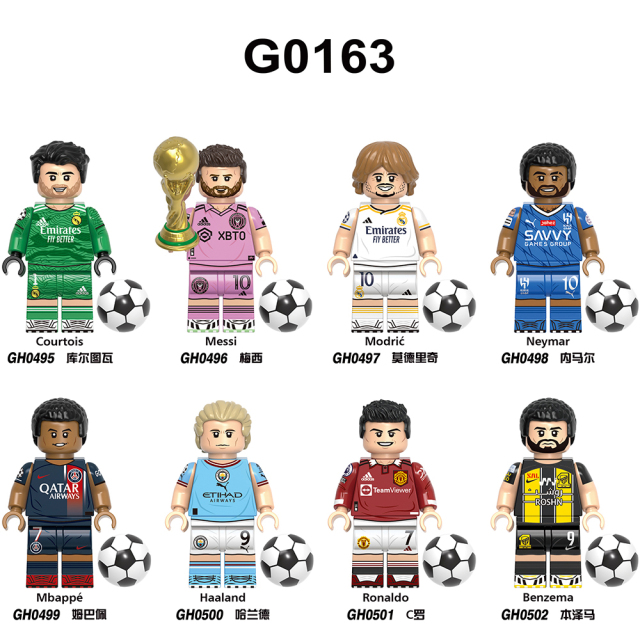 G0163 Footballer Of The Year Messi Courtois Modrić Neymar Mbappé Ronaldo Figures Blocks Puzzle DIY Gifts Juguetes Building Block Sets Educational Kids Toys