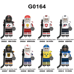 G0164 Popular Canada Russian Switzerland American Germany Sweden Ice Hockey Team Player Plastic Building Blocks Kids Mini Toys