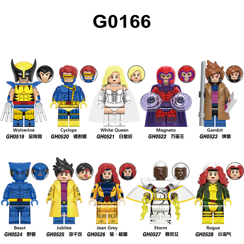 G0166  Marvel Comics Superhero Movie Wolverine Cyclops White Queen Magneto Mini Toys Juguetes Gift Building Blocks Sets Toys For Kids