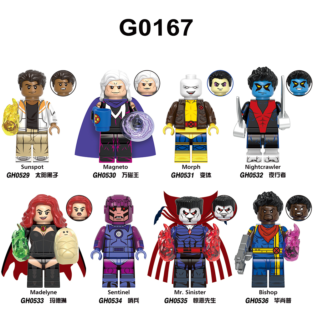 G0167 Marvel Comics Superhero Movie Sunspot Magneto Morph Mini Toys Juguetes Gift Building Blocks Sets Toys For Kids