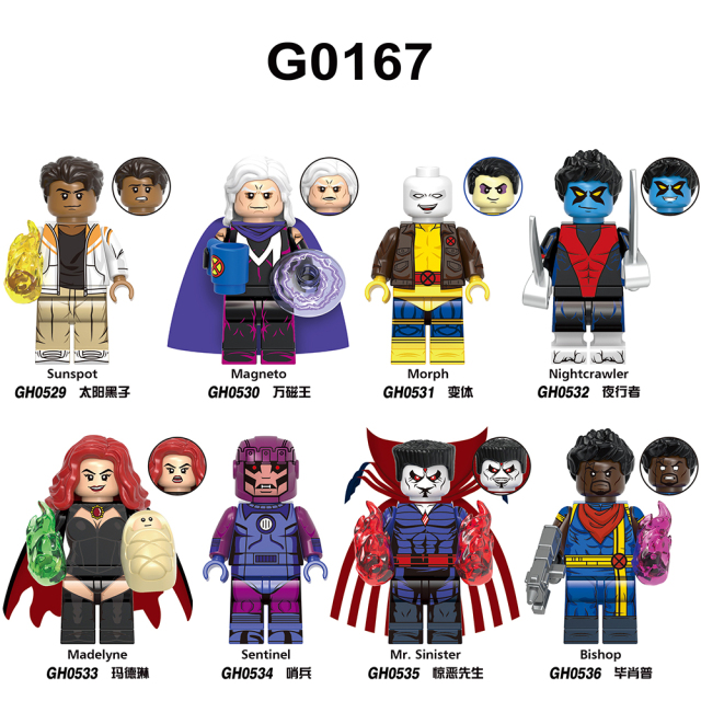 G0167 Marvel Comics Superhero Movie Sunspot Magneto Morph Mini Toys Juguetes Gift Building Blocks Sets Toys For Kids