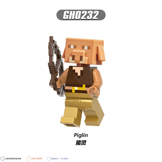 G0130 My World Golden Knight Piglin Crystal Brute Sniffer Diver Explorer Allay Llama Plastic Education Building Blocks Kids Toys