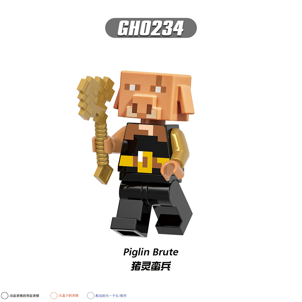 G0130 My World Golden Knight Piglin Crystal Brute Sniffer Diver Explorer Allay Llama Plastic Education Building Blocks Kids Toys