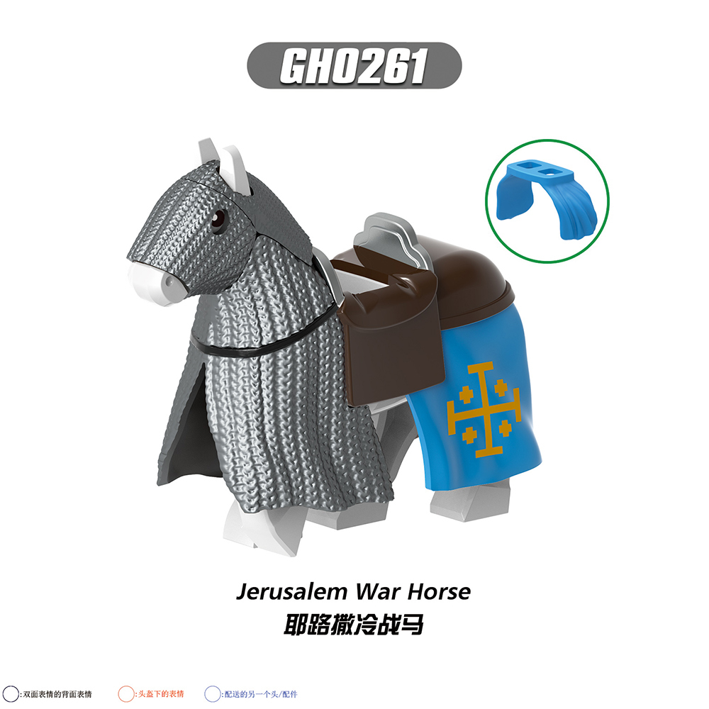 GH0261 GH0262 Medieval War  Knights Of Jerusalem Tripoli War Horse Assemble Juguetes Education Building Blocks Kids Collect Toys