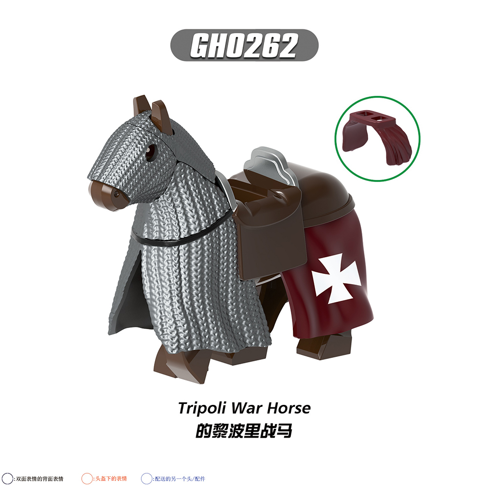 GH0261 GH0262 Medieval War  Knights Of Jerusalem Tripoli War Horse Assemble Juguetes Education Building Blocks Kids Collect Toys