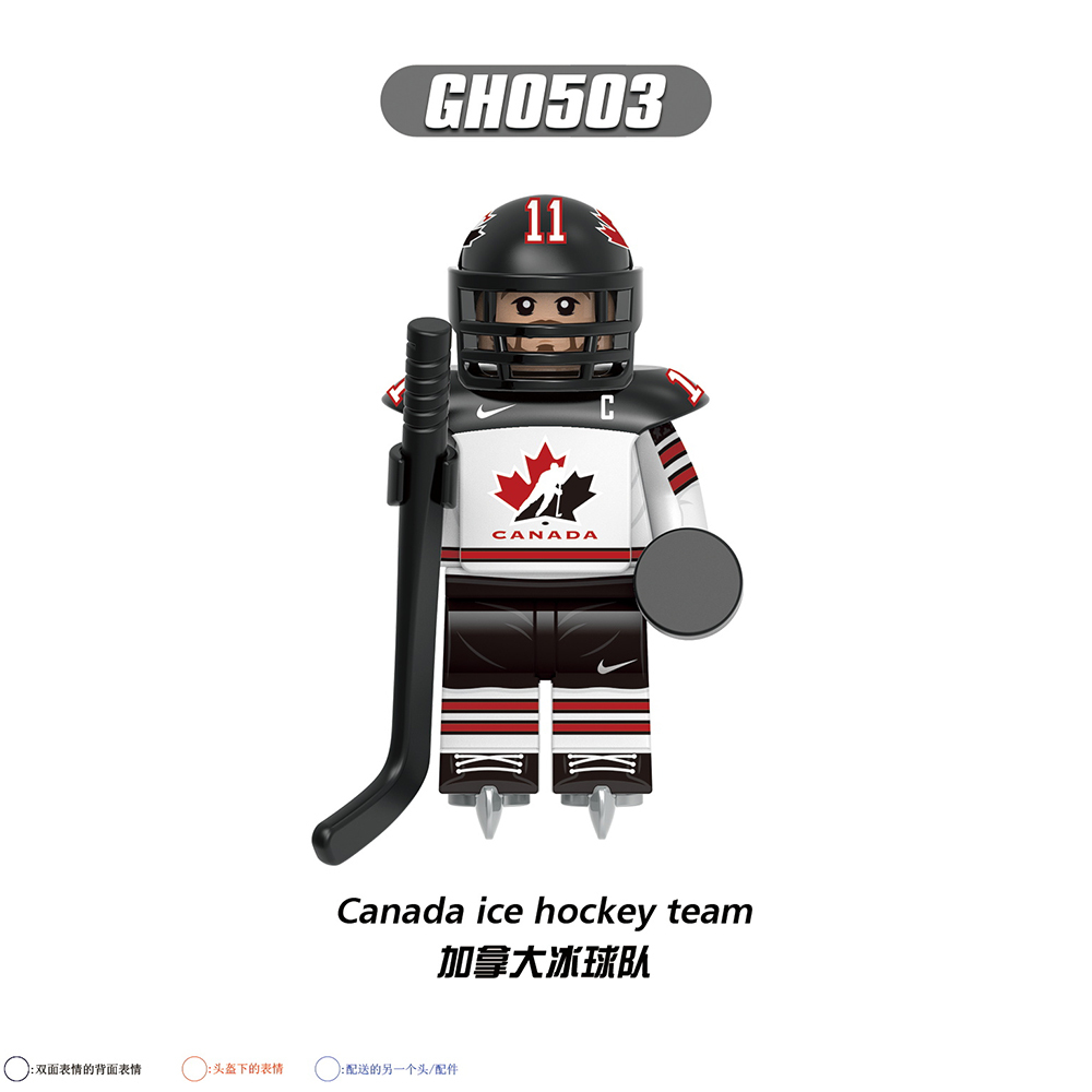 G0164 Popular Canada Russian Switzerland American Germany Sweden Ice Hockey Team Player Plastic Building Blocks Kids Mini Toys