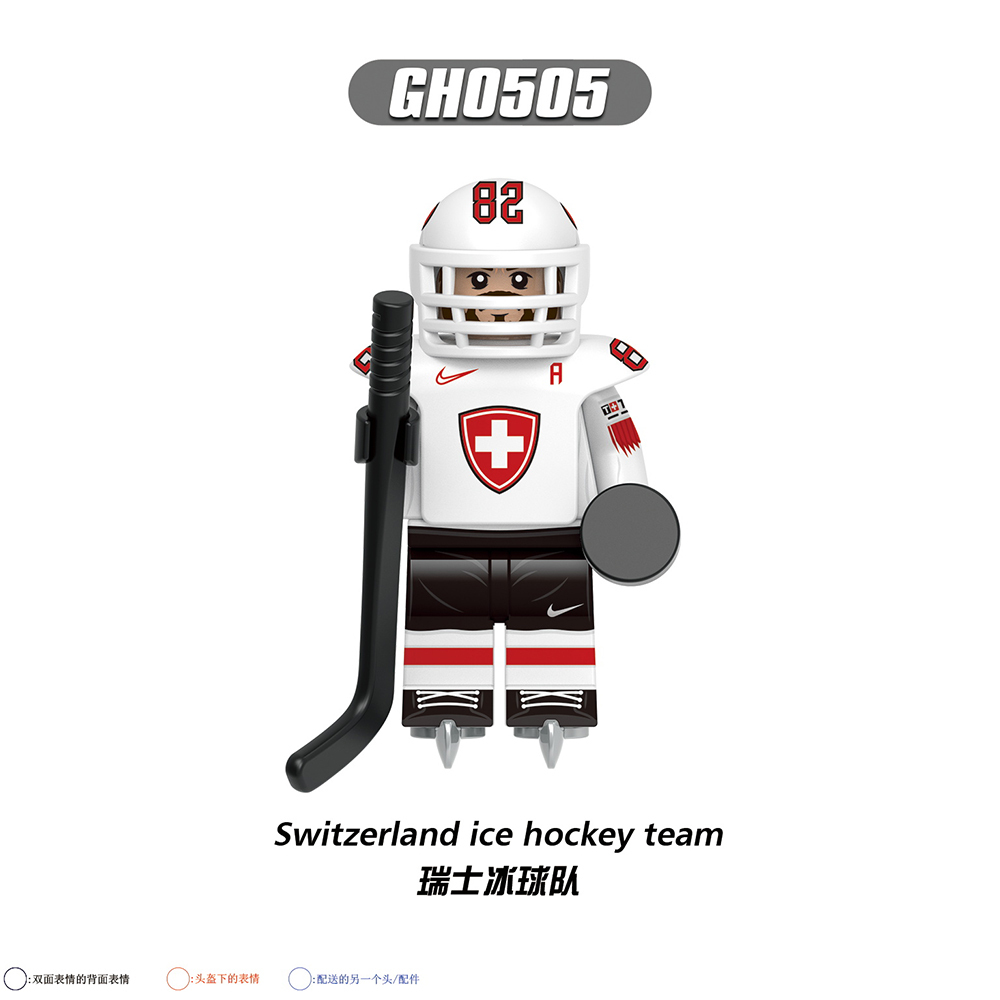 G0164 Popular Canada Russian Switzerland American Germany Sweden Ice Hockey Team Player Plastic Building Blocks Kids Mini Toys