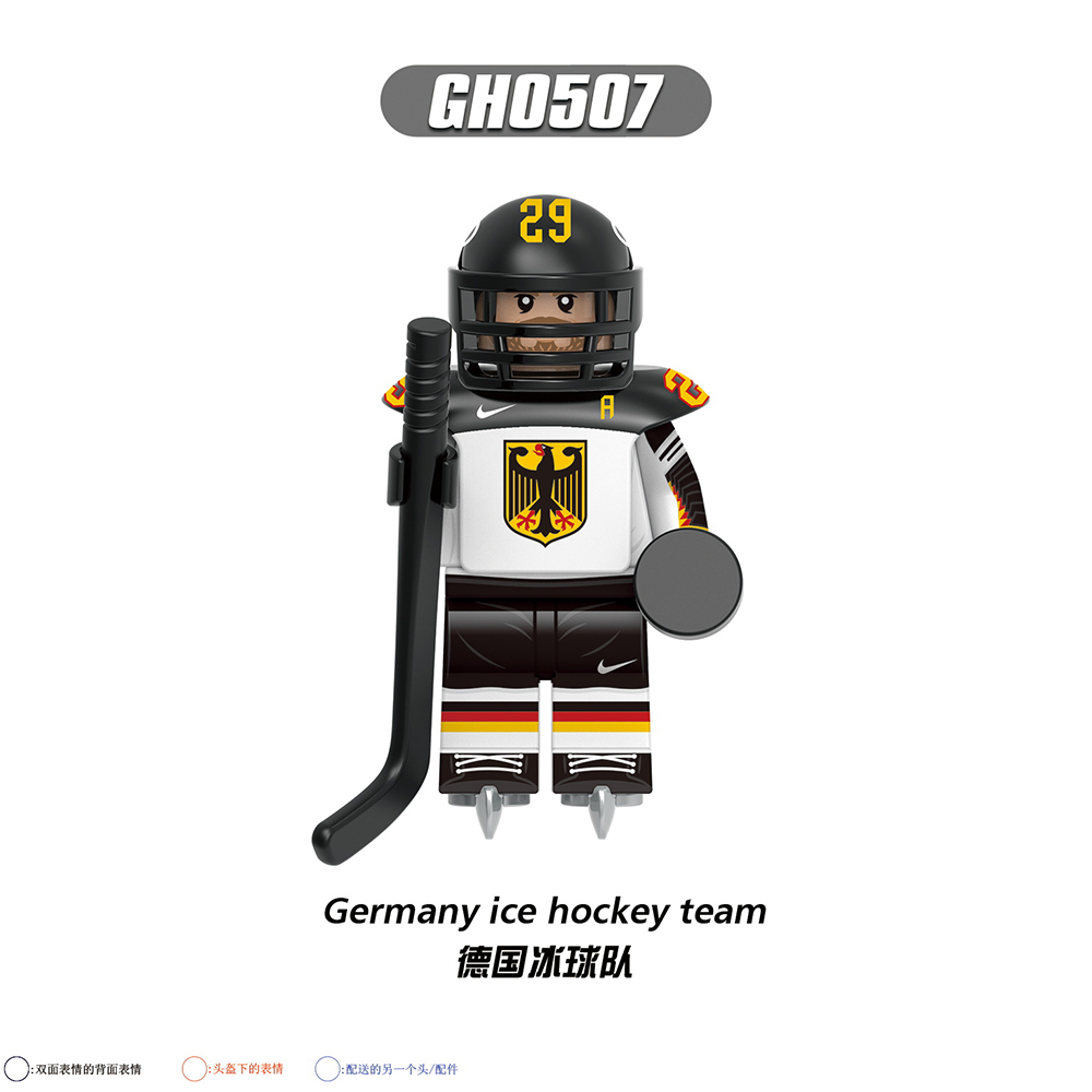 G0164 Popular Canada Russian Switzerland American Germany Sweden Ice Hockey Team Player Plastic Building Blocks Kids Mini Toys