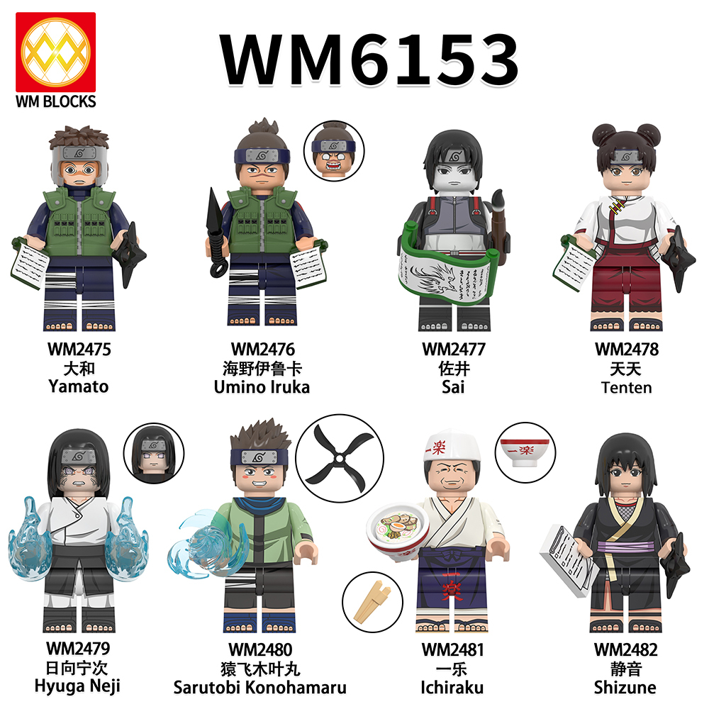 WM6153 lego Anime Naruto yamato sai Tenten mini figures juguetes mini toys building blocks sets Toys for kids